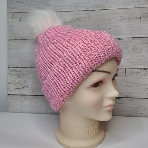 Little girls sparkly princess pink winter hat - Picture 2 of 3